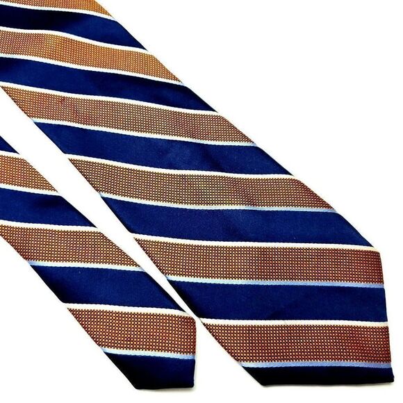 Nautica Silk Tie Woven Blue‎ Brown Woven Striped Classic - Picture 1 of 6